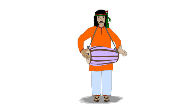 Baul playing drums