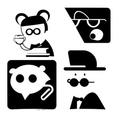 cartoon characters vector design black and white