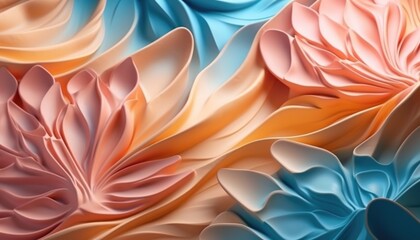 3d rendered, colorful 3d flowers. Generative Ai.