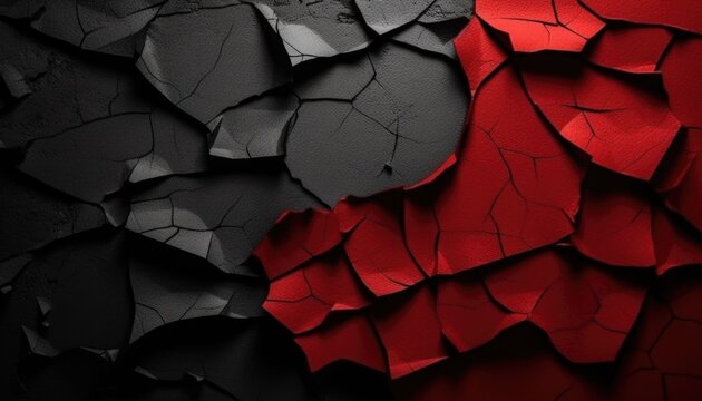 Red and black papercut background, Generative Ai
