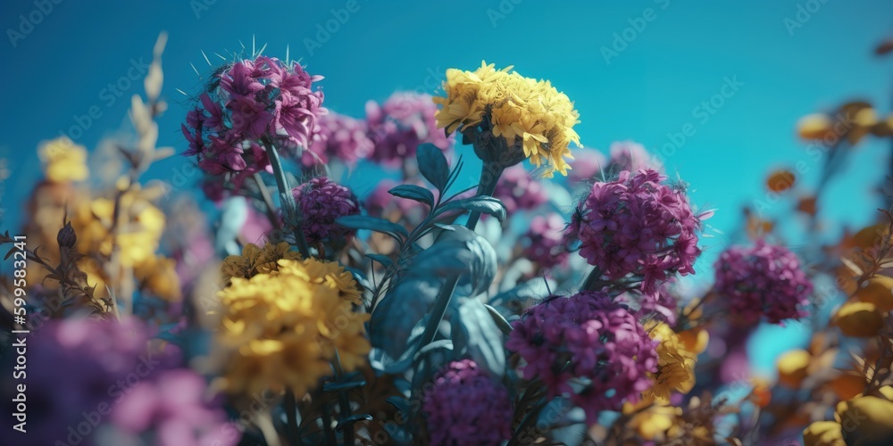 Poster a group of flowers that are arranged in close proximity to one another generative ai