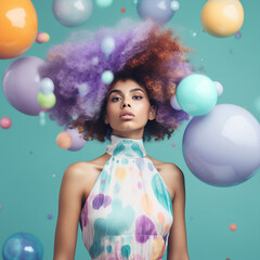 Fototapeta premium Generative ai portrait beautiful mixed race woman fashionable posing
