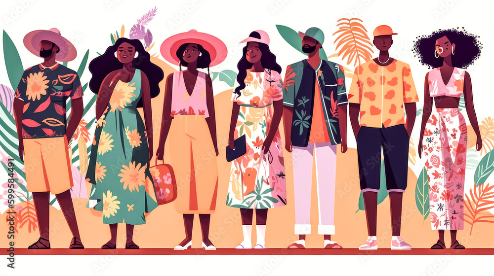 Aufkleber high-quality images of people wearing summer fashion of different body types were created using gene