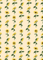 seamless pattern with sunflowers background.Eps 10 vector.