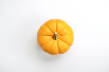 Top view of fresh orange pumpkin isolated on white background. Created with Generative AI Technology