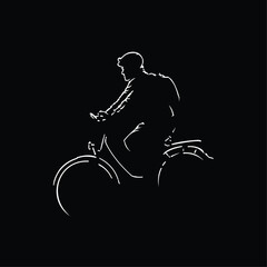 vector illustration of lines forming a person cycling on a black background