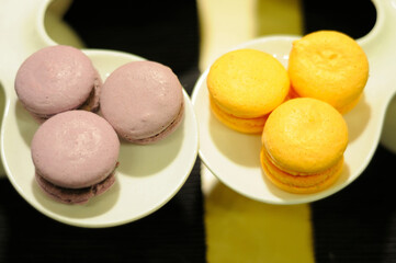 Assorted Flavored Macarons on Small Trays