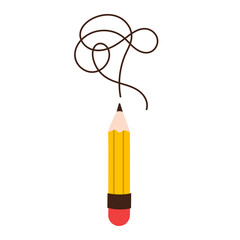 Drawing pencil. School and office supplies. Pencil with eraser. Vector flat illustration.