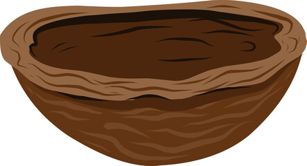 Walnut shell in children's style. Bed made of walnut shell from a fairy tale