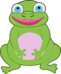 Frog character in children's style.An old toad from a fairy tale