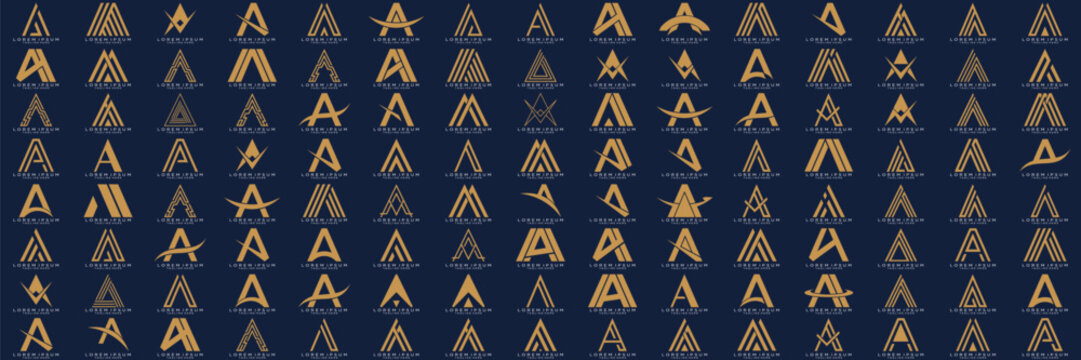 Mega logo collection, Abstract letter A logo design. icons for business