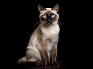 Fototapeta premium siamese cat on dark background