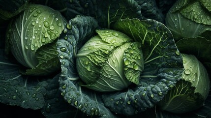 Obraz premium Green cabbage in the market, Generative AI