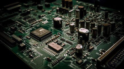 Fototapeta premium Electronic circuit board. AI generated.