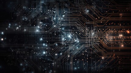 Obraz premium Electronic circuit diagram technology background. AI generated.