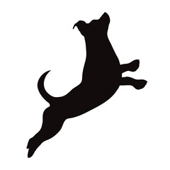 Vector silhouette of jack russell terrier on white background.