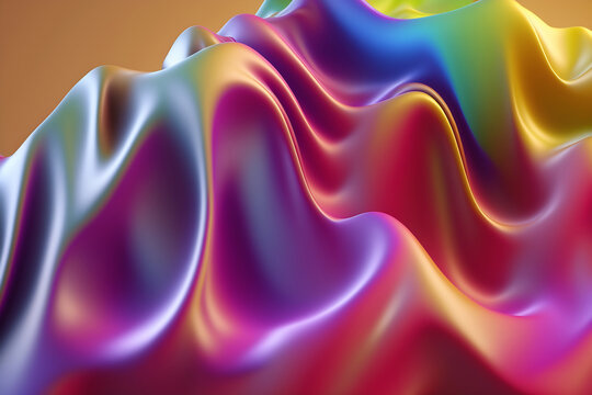 Generative AI illustration of abstract background with wavy pattern in different bright colors