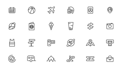 Travel icons set. Tourism simple icon collection