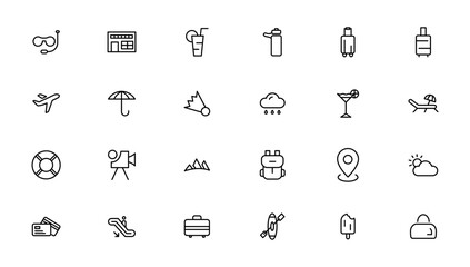 Travel icons set. Tourism simple icon collection