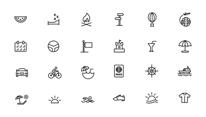 Travel icons set. Tourism simple icon collection