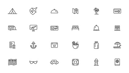 Travel icons set. Tourism simple icon collection