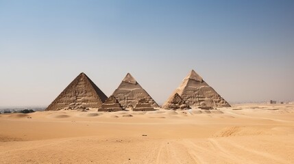 Fototapeta na wymiar Panorama of the area with the great pyramids of Giza, Egypt. AI generated.