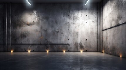 Luminous grunge concrete wall. AI generated