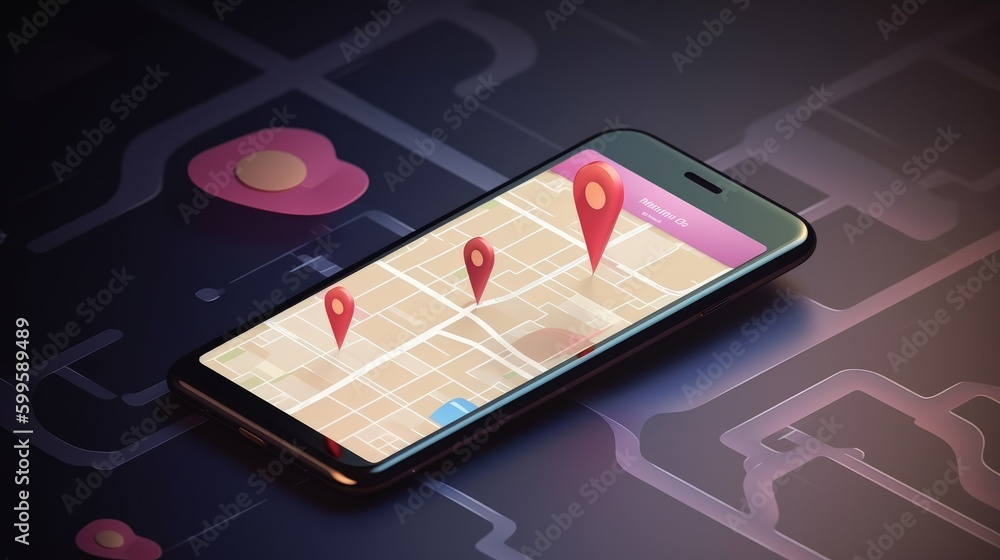 Poster map gps navigation smartphone map app. ai generated.