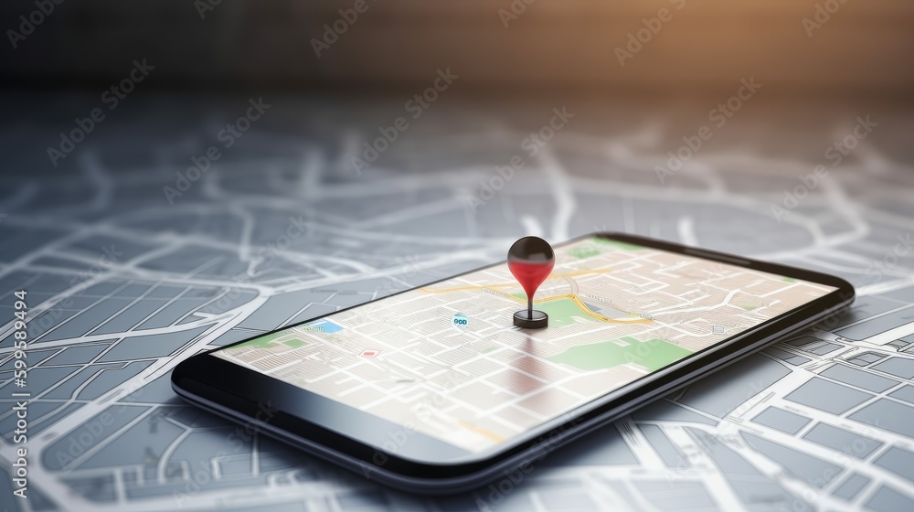 Aufkleber map gps navigation smartphone map app. ai generated.