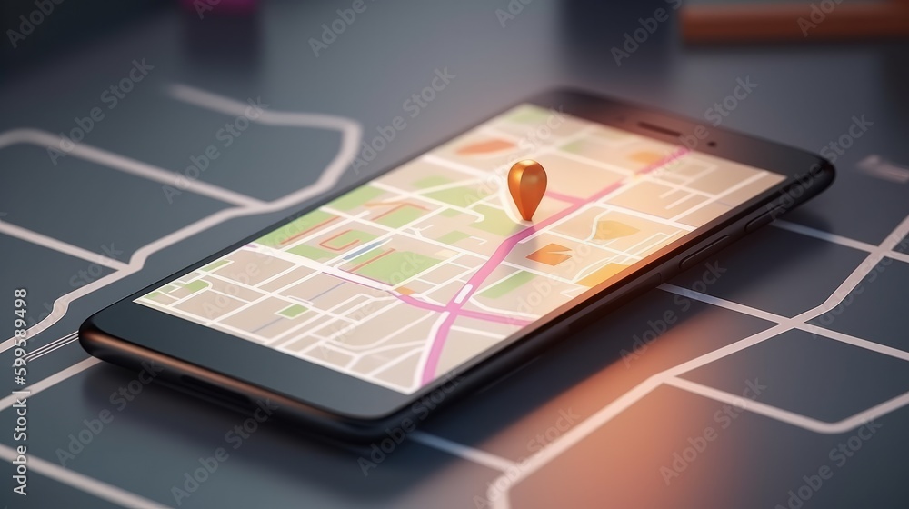 Poster map gps navigation smartphone map app. ai generated.