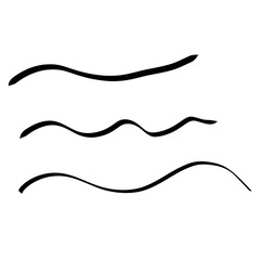 Set of hand drawn wavy, zigzag lines. Vector illustration
