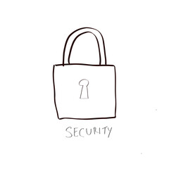 Hand drawn doodle padlock. Security icon. Vector illustration.
