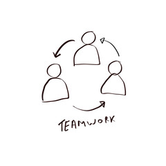 Teamwork concept. Hand drawn doodle icon. Vector illustration.