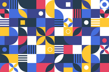 Abstract bauhaus elements shapes seamless background