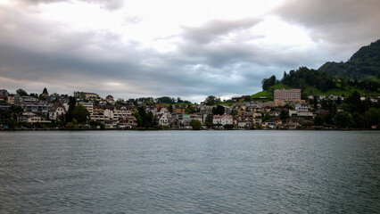Fototapeta na wymiar A Lucerne lake view from a boat