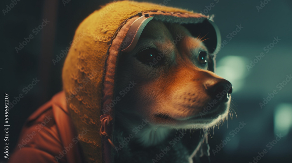 Canvas Prints dog in futuristic clothing generative ai