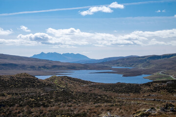 View over Loch Leathan on isle of Skye, on the walk to the old man of Storr