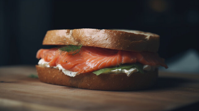  Smoked Salmon Cream Cheese Sandwich Generative AI 