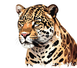 Realisctic leopard face illustration on png isolated background created with Generative AI technology