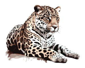 Obraz premium Realisctic leopard illustration on png isolated background created with Generative AI technology