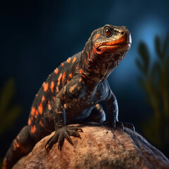 Fototapeta premium gila monster lizard climbing a rock