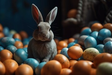 Fototapeta na wymiar easter bunny with egg, generative AI