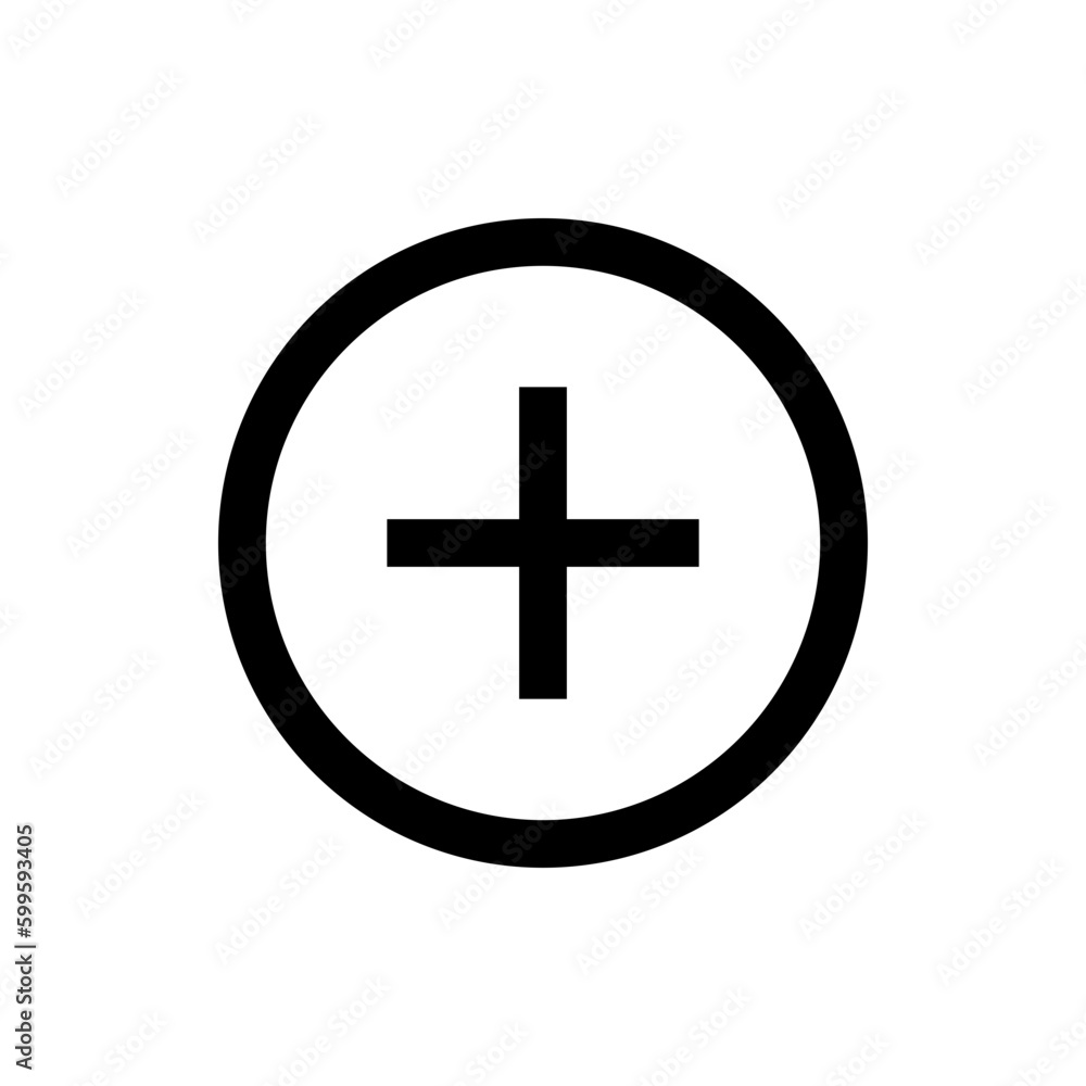 Poster add, new, plus icon symbol - create icons, more button in thin line, outline