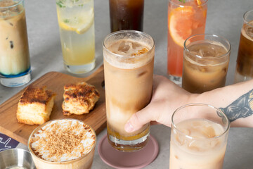Korean food dish meal plain scones Garlic Bacon Scones einstephener Fate Blue Korean food dish americano coffee ice cafe latte coffee ice Orange Latte Grapefruit Cheongade
