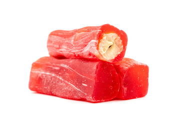 Turkish Delight with Hazelnut. Turkish delight isolated on white background.