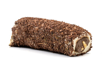 Turkish Delight with Hazelnut. Turkish delight with chocolate cream isolated on white background