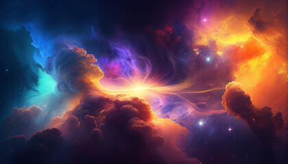 Fototapeta na wymiar Abstract nebula space background in various colours, Generative AI