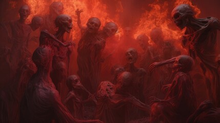 Infernal Revelry - A Dance Macabre Unfolding in the Depths of Hell. Generative AI