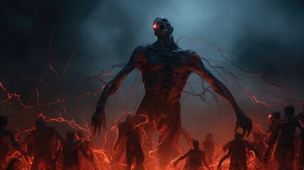 Infernal Revelry - A Dance Macabre Unfolding in the Depths of Hell. Generative AI