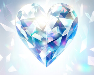 Naklejka na ściany i meble Shiny diamond heart on a white background